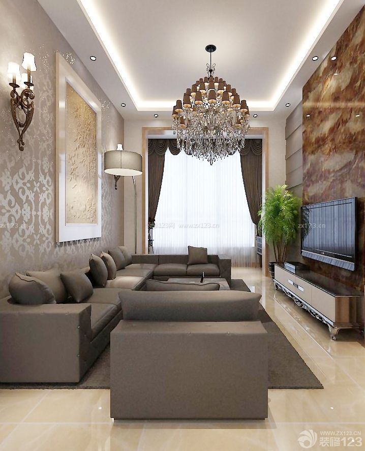 現(xiàn)代小戶型客廳吊頂裝修設計效果圖大全2015圖片_裝修123效果圖